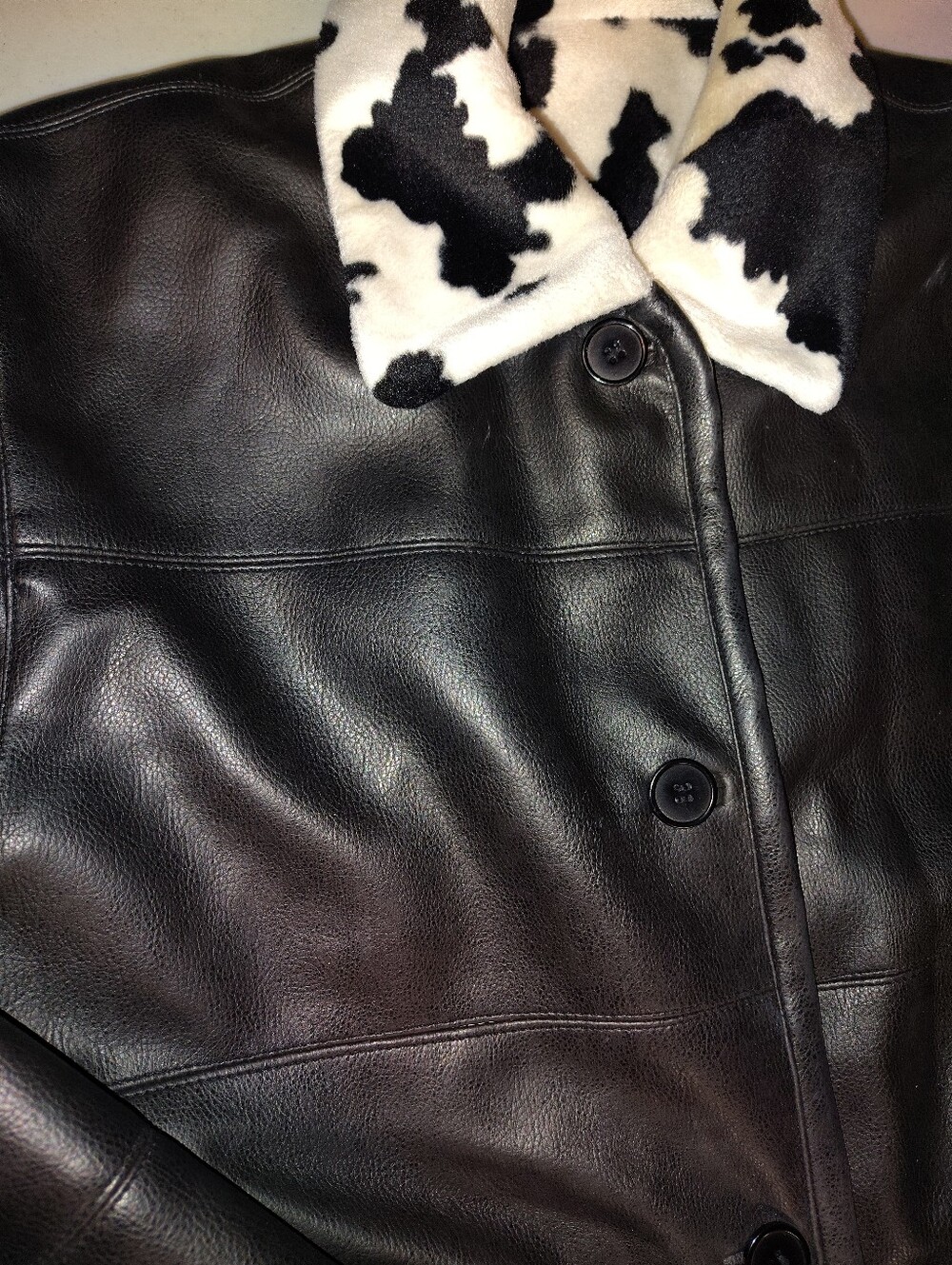 Mulberry Street Reversible Faux Leather & Cow Print Jacket Coat Small Western - Picture 14 of 16